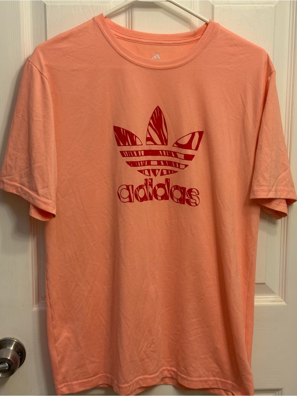 adidas Peach Short Sleeve Tee with Red Trefoil